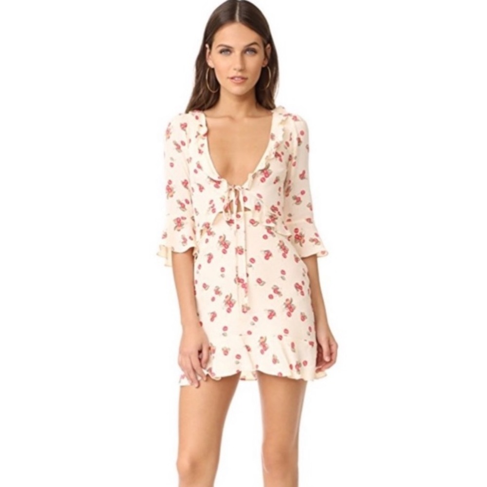 For Love and Lemons cream cherry mini dress